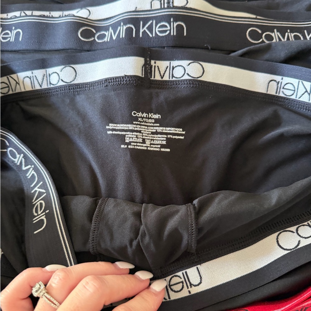 Calvin Klein Men's Boxer Briefs - Black, Teal, Navy, Red Waistband set of 10 - Picture 7 of 15